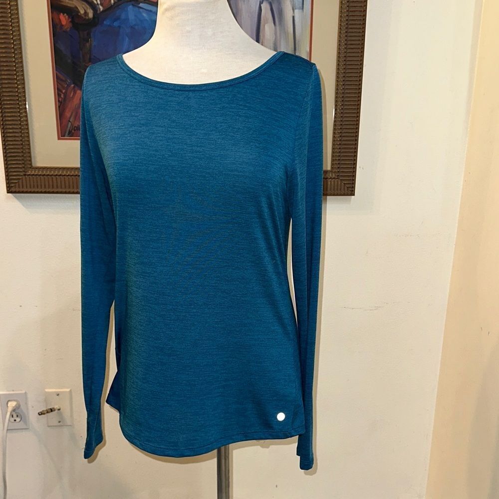 Apana Teal Long Sleeve Active Top w/ Thumb Holes Size Large